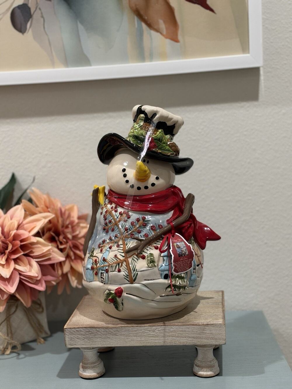 Blue Sky Clayworks Night Before Christmas Snowman 12” Cookie Jar Ceramic New